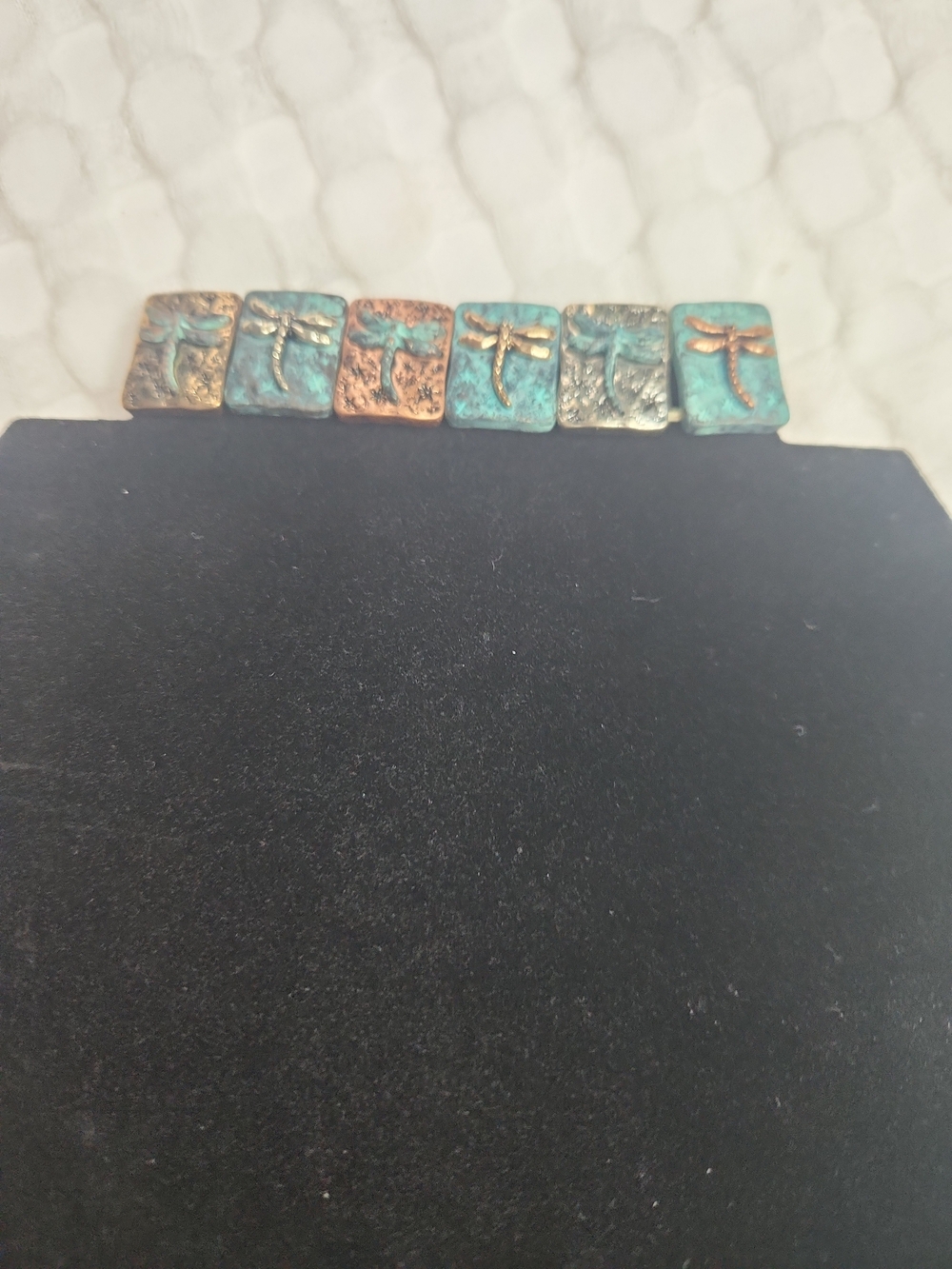 Patina Dragonfly Rectangular Link Bracelet 4"-5"